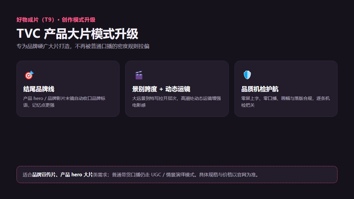 好物成片 TVC 是什么配图1 TVC 产品大片模式三大升级(示意图)
